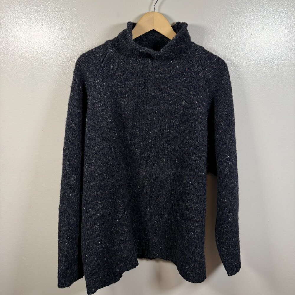 VTG Abercrombie Roll Neck Sweater Mens Size XL Shetland Wool Blue Chunky 90s